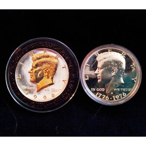 1 40% Silver Cameo Kennedy & 1 24k Gold & .999 Silver Plated 1996 Kennedy 1/2 $